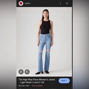 Levi’s 726 High-Rise flare Distressed Jeans - Light Blue size 28